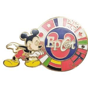 Disney Parks WDW Mickey Mouse & EPCOT Enamel Circle of Flags Pin ERROR Pin